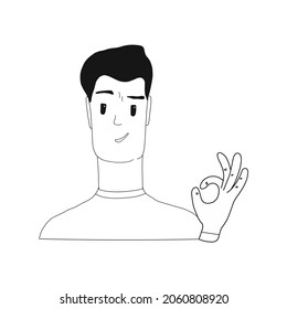 Happy man shows gesture cool. Vector illustration in cartoon style