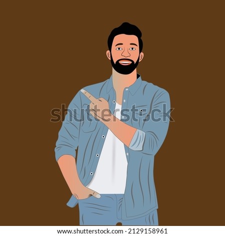Happy man shows gesture cool. Vector illustration in cartoon style.
