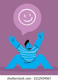 happy man smiling abstract design