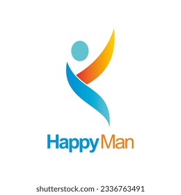 Happy man sport abstract logo vector image