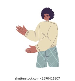 Happy Man Stand with Open Arms as Welcome Hug Gesture Vector Illustration