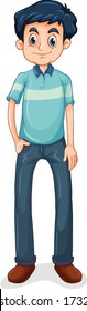 Happy man standing on white background illustration