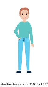 happy man standing on white background