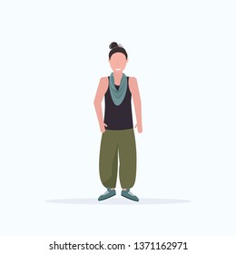 happy man standing pose smiling guy wearing trendy clothes male cartoon character full length flat white background