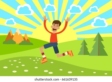 Happy man. Summer. Vacation. Vector illustration.