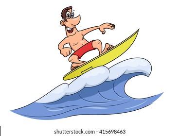 Happy man is surfing