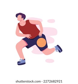 happy man training for basket ball flat style illustration design.ai