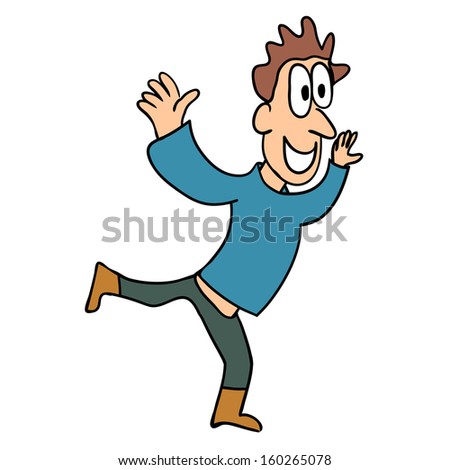 Happy man trying to fly.