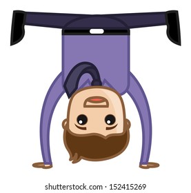 Happy Man Upside Down - Office Corporate Cartoon People