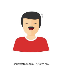 Happy man vector caucasian illustration isolated, flat cartoon smiling male person with joyful comic face with moustache