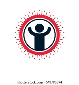 Happy Man vector icon isolated on white.