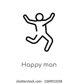 happy man vector line icon. Simple element illustration. happy man outline icon from humans concept. Can be used for web and mobile