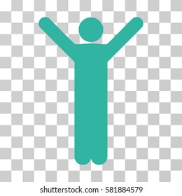 Happy Man vector pictograph. Illustration style is a flat iconic cyan symbol on a transparent background.