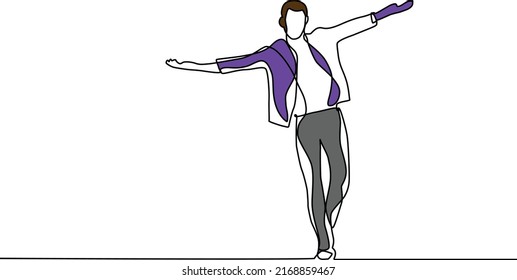 happy man walking continuous line