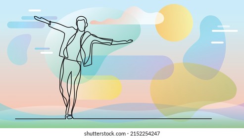 Happy man Walking - Einzelzeichnung