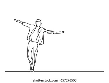 Happy Man Walking - Single Line Drawing