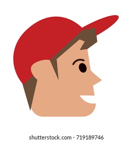 happy man wearing cap sideview icon image 