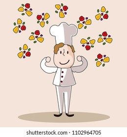 happy man wearing a chef uniform