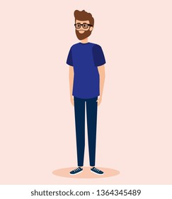 happy man wearing glasses with casual clothes
