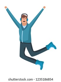 Happy man in winter