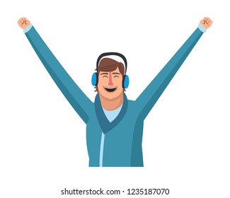 Happy man in winter