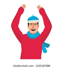 Happy man in winter