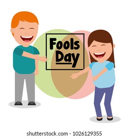 happy man and woman smiling fools day