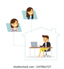 Happy Man arbeitet von zu Hause aus