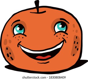 Mandarina feliz, ilustración, vector sobre fondo blanco