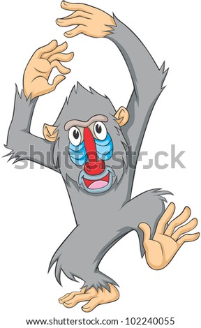 Happy Mandrill Cartoon