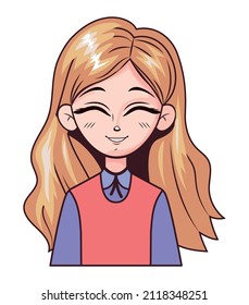 happy manga woman illustration in uniform