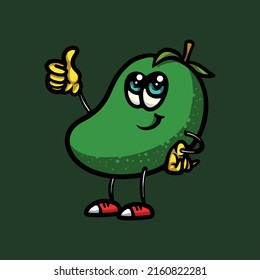 Dibujo del vector de dibujos animados del personaje de mango feliz