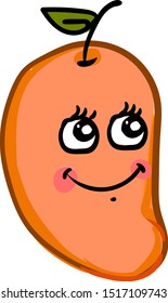 Fröhliche Mango, Illustration, Vektorgrafik auf weißem Hintergrund.