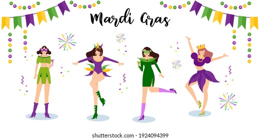 Happy Mardi Gras Carnival Festive, Popular Event in Brazil Concept with Brazilian Rhythm, Dance and Music Isolated on light Background