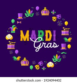 Happy Mardi Gras Carnival Festive, Popular Event in Brazil Concept poster card Isolated on dark Background