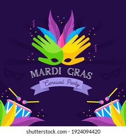 Happy Mardi Gras Carnival Festive, Popular Event in Brazil Concept poster card Isolated on dark Background