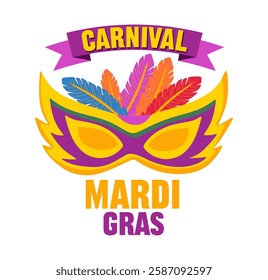 happy mardi gras celebration with mardi gras mask