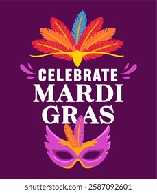 happy mardi gras celebration with mardi gras mask