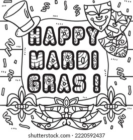 Happy Mardi Gras Coloring Page for Kids