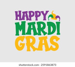 Happy Mardi Gras, Mardi Gras Design Idea, Retro Mardi Gras T-shirt - Fat Tuesday Carnival t shirt design