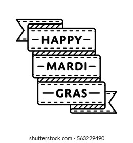 Happy Mardi Gras emblem isolated vector illustration on white background. 28 february world carnival holiday event label, greeting card decoration graphic element