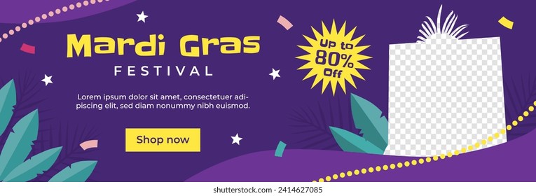 Happy Mardi Gras festival background. Mardi Gras carnival celebration. Cartoon Vector illustration design Template for Poster, Banner, Flyer, Greeting, Card, Post, Cover, Invitation. Mardi Gras parade