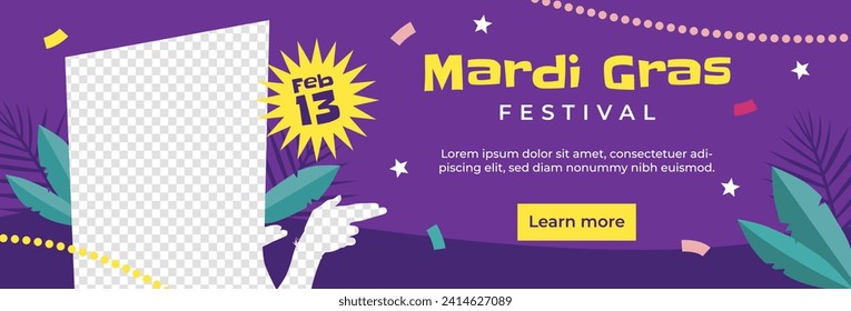 Happy Mardi Gras festival background. Mardi Gras carnival celebration. Cartoon Vector illustration design Template for Poster, Banner, Flyer, Greeting, Card, Post, Cover, Invitation. Mardi Gras parade