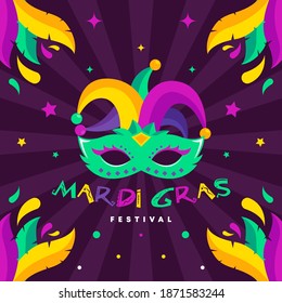 Happy Mardi Gras Festival Day Illustration Vector.