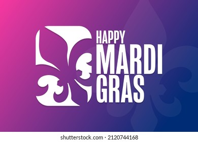 Happy Mardi Gras. Holiday concept. Template for background, banner, card, poster with text inscription. Vector EPS10 illustration