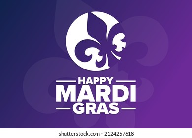 Happy Mardi Gras. Holiday concept. Template for background, banner, card, poster with text inscription. Vector EPS10 illustration