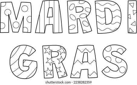 Happy Mardi Gras Isolated Coloring Page for Kids