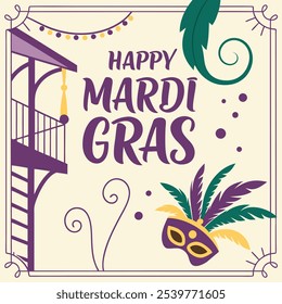 Feliz design de pôster de mardi gras