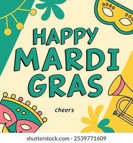 Feliz design de pôster de mardi gras