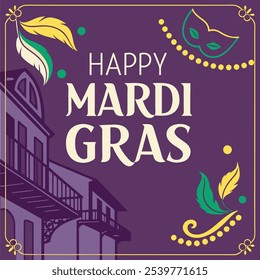 Feliz design de pôster de mardi gras